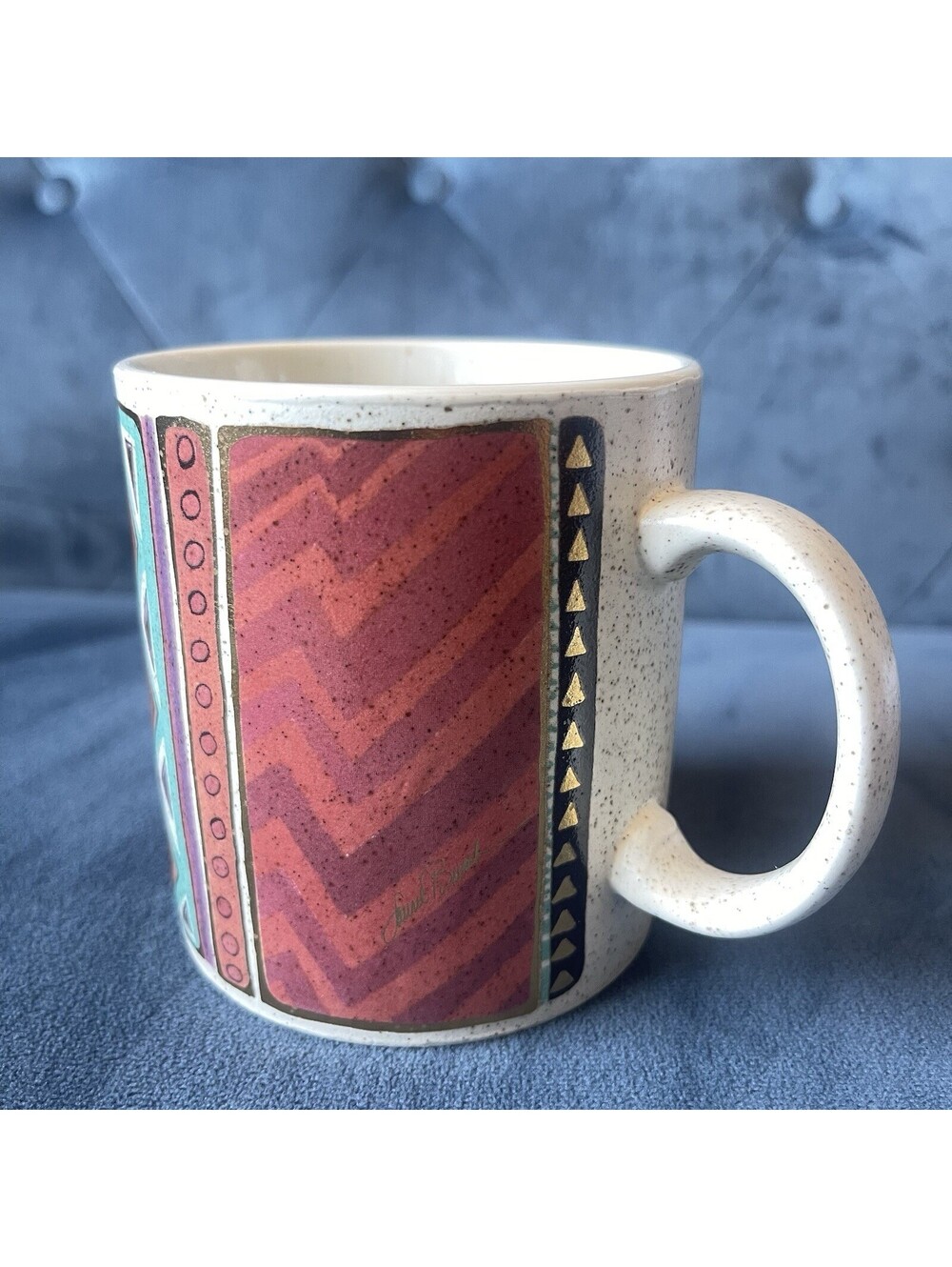 Laurel Burch Artist Vintage 1990 Native Rhythm Coffee Mug Tea Cup Boho Aztec